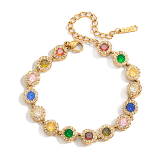 Stainless Steel Heart-shaped Cubic Zirconia Tennis Bracelet