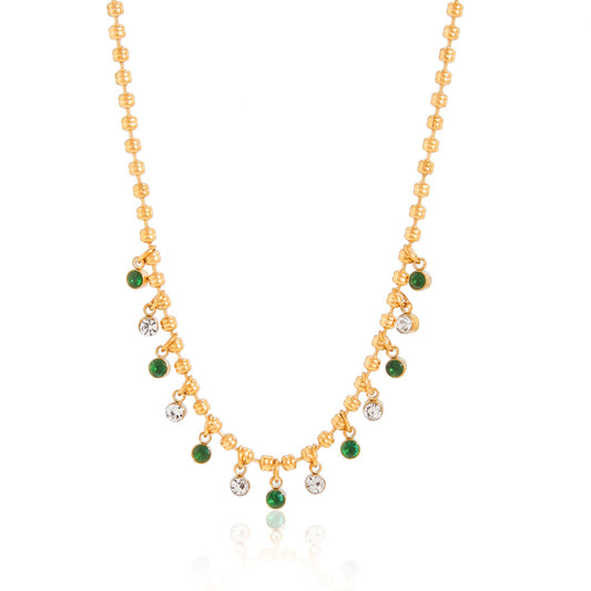 Stainless Steel Cubic Zirconia Bead Chain Necklace