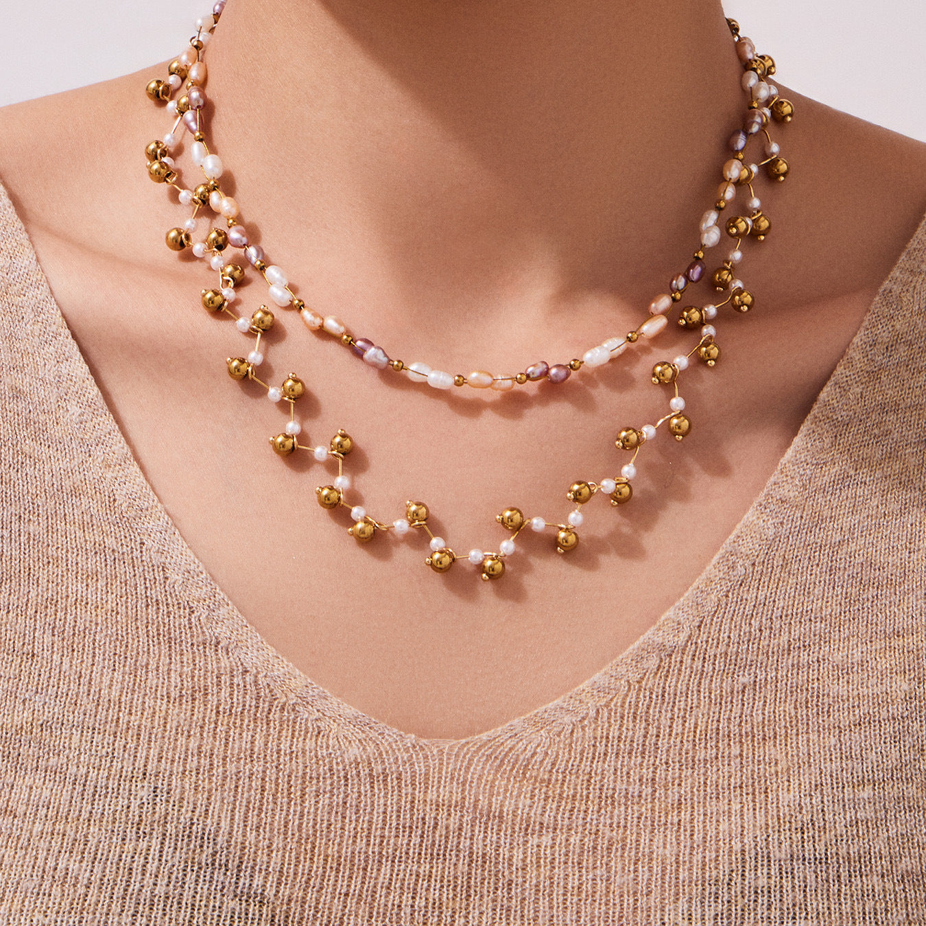 Stainless Steel Natural Faceted Crystal Stone Bracelet Necklace Jewelry Set