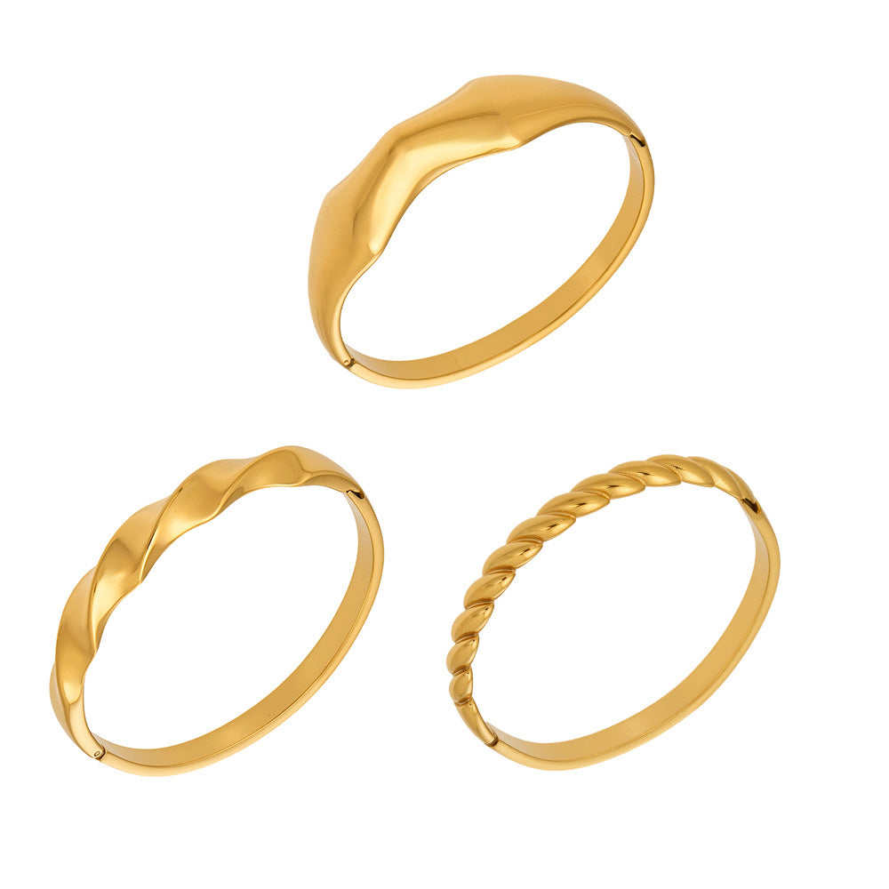 Stainless Steel 18K Gold PVD Smooth Plain Bangle