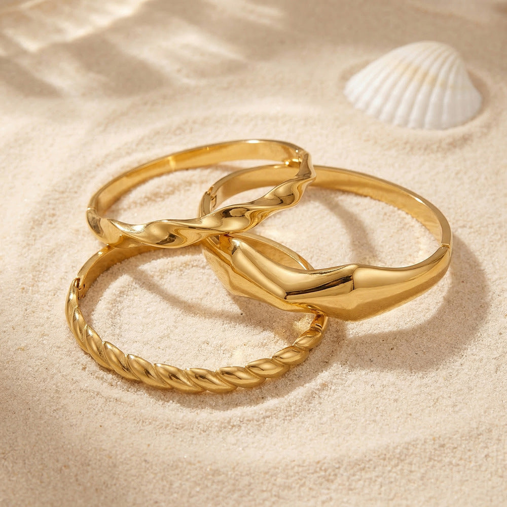 Stainless Steel 18K Gold PVD Smooth Plain Bangle