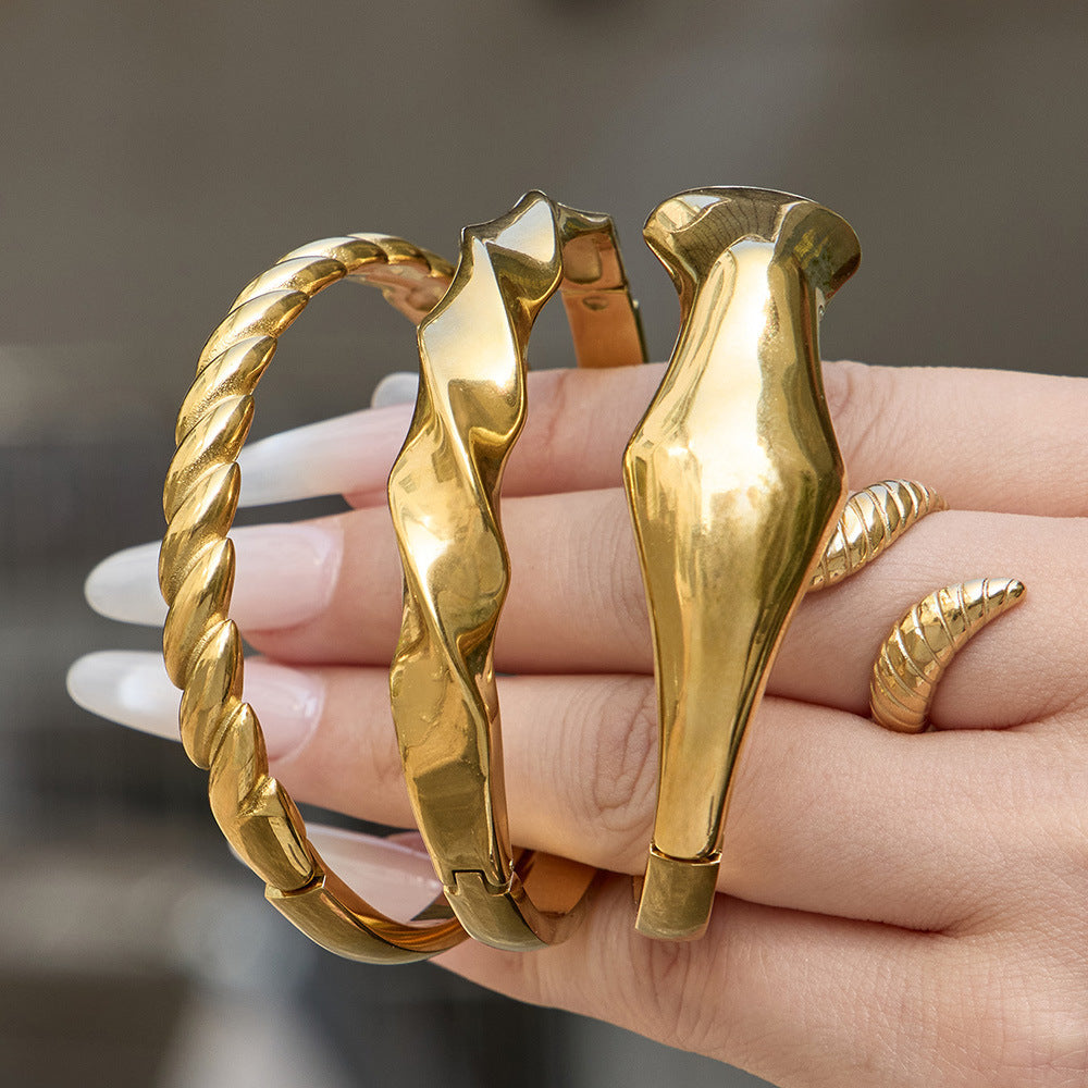 Stainless Steel 18K Gold PVD Smooth Plain Bangle