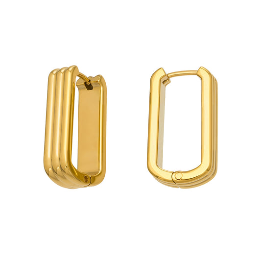 Stainless Steel 18K Gold PVD U-shaped Hoop Earrings