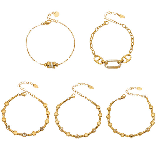 Stainless Steel 5A CZ Star Bead Chain Bracelet