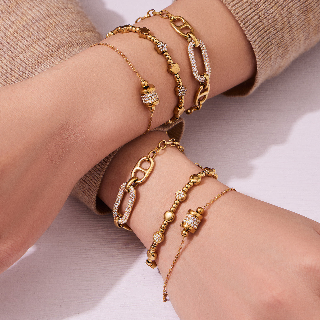 Stainless Steel 5A CZ Star Bead Chain Bracelet