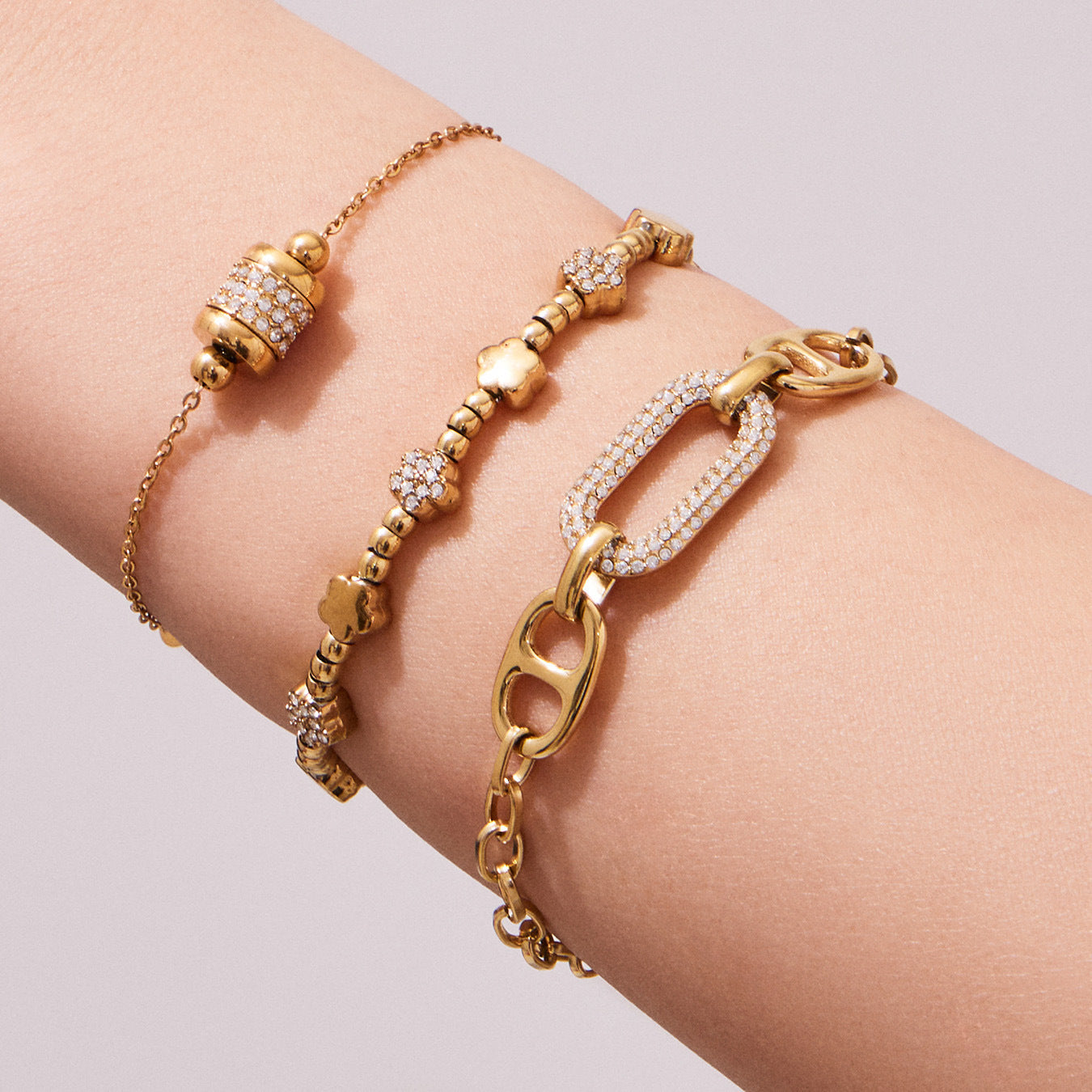 Stainless Steel 5A CZ Star Bead Chain Bracelet
