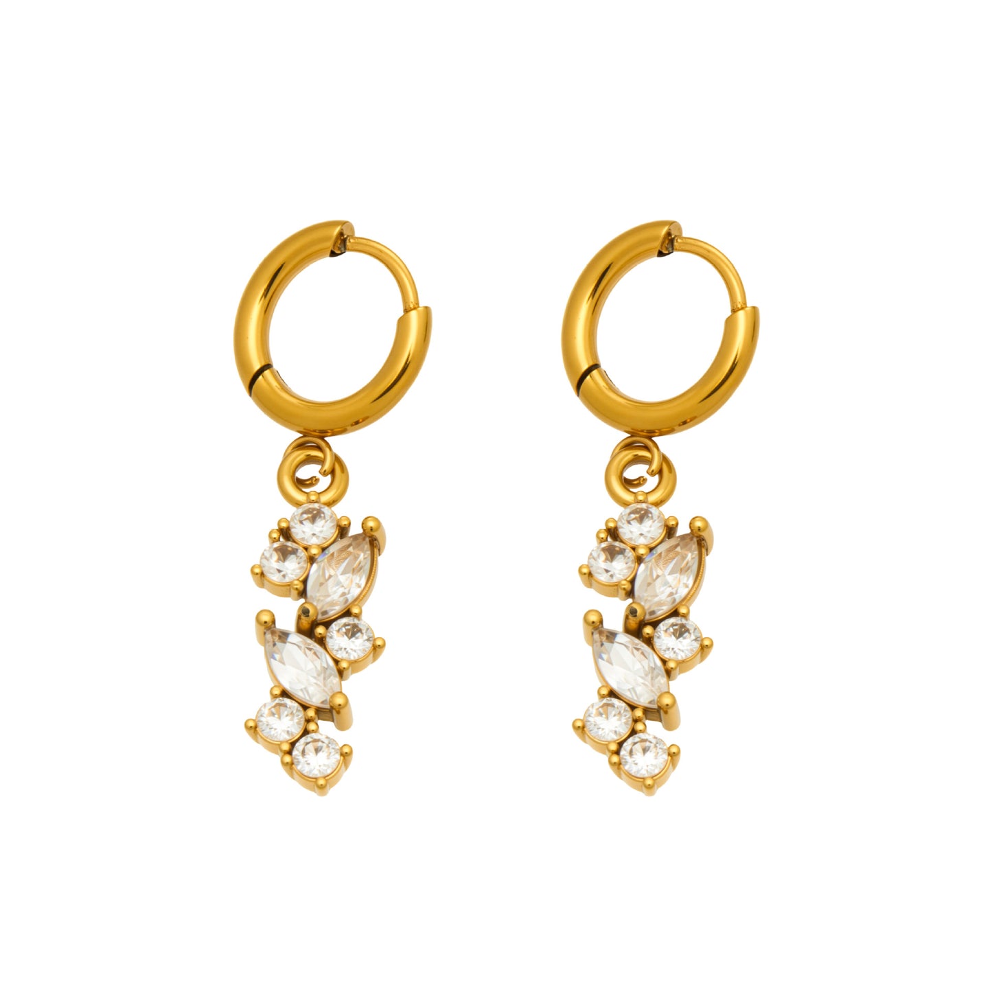 Stainless Steel 5A Cubic Zirconia Pendant Huggie Earrings