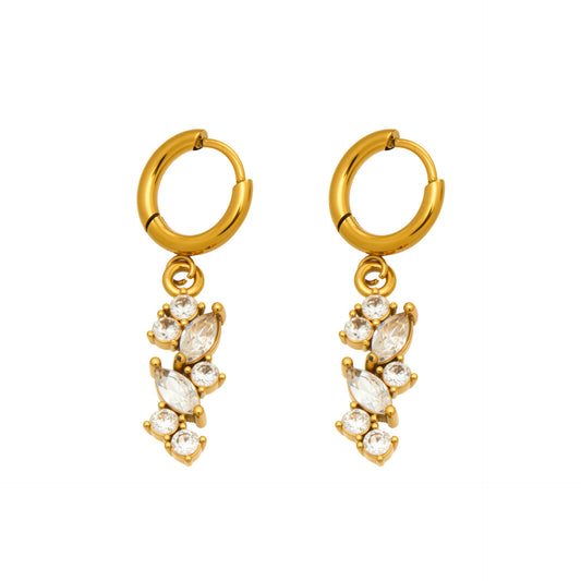 Stainless Steel 5A Cubic Zirconia Pendant Huggie Earrings
