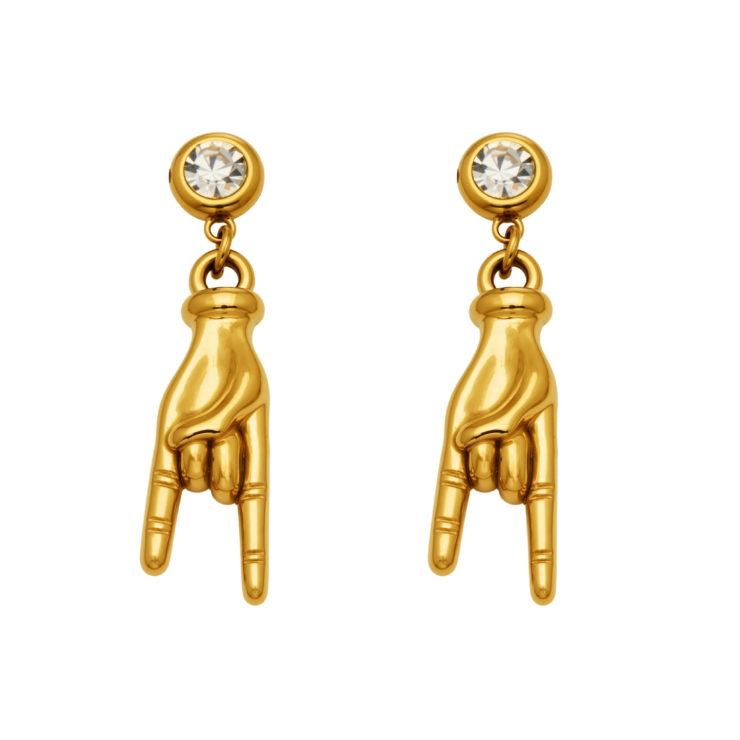Stainless Steel 5A CZ Gesture Pendant Stud Earrings