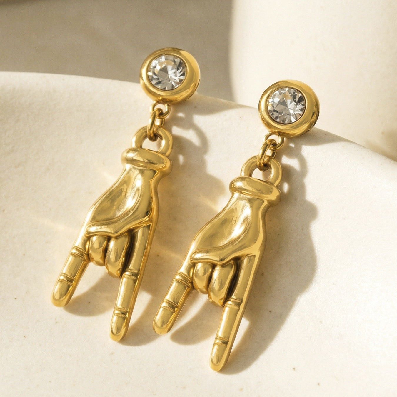 Stainless Steel 5A CZ Gesture Pendant Stud Earrings