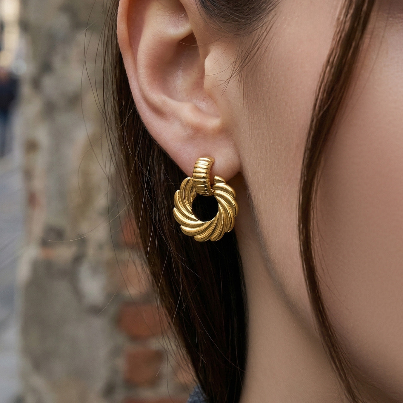 Stainless Steel Spiral Twist Stud Earrings