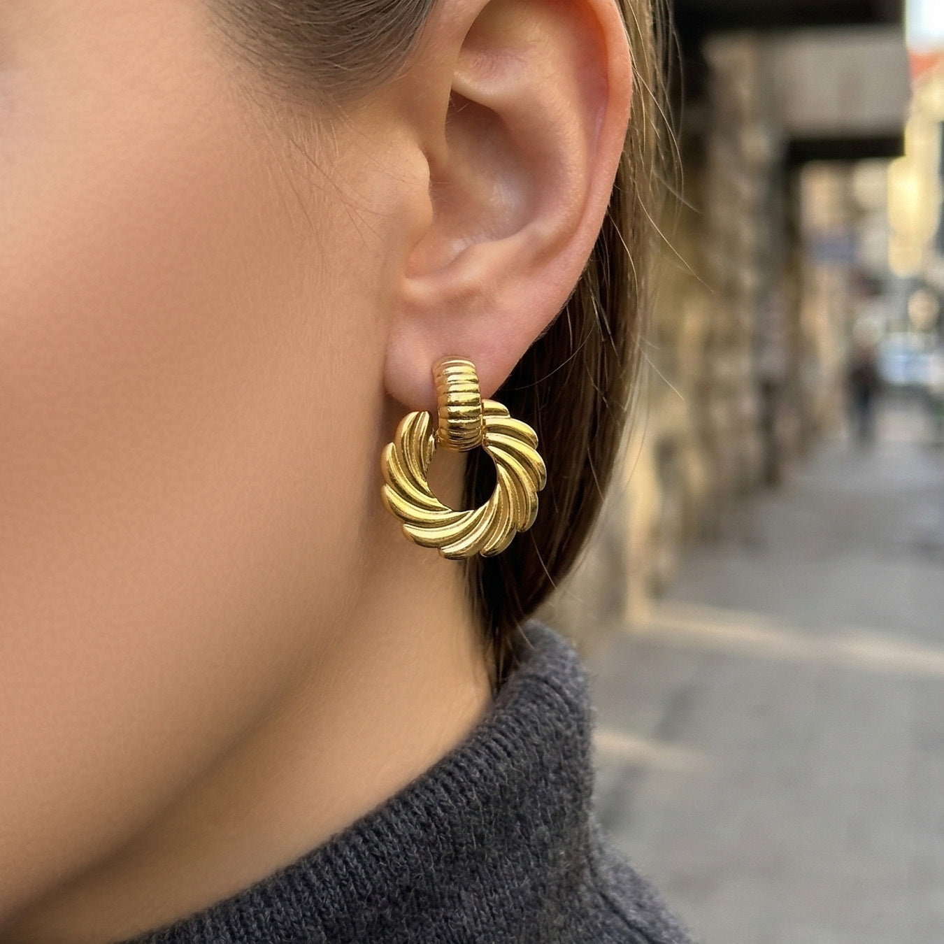 Stainless Steel Spiral Twist Stud Earrings