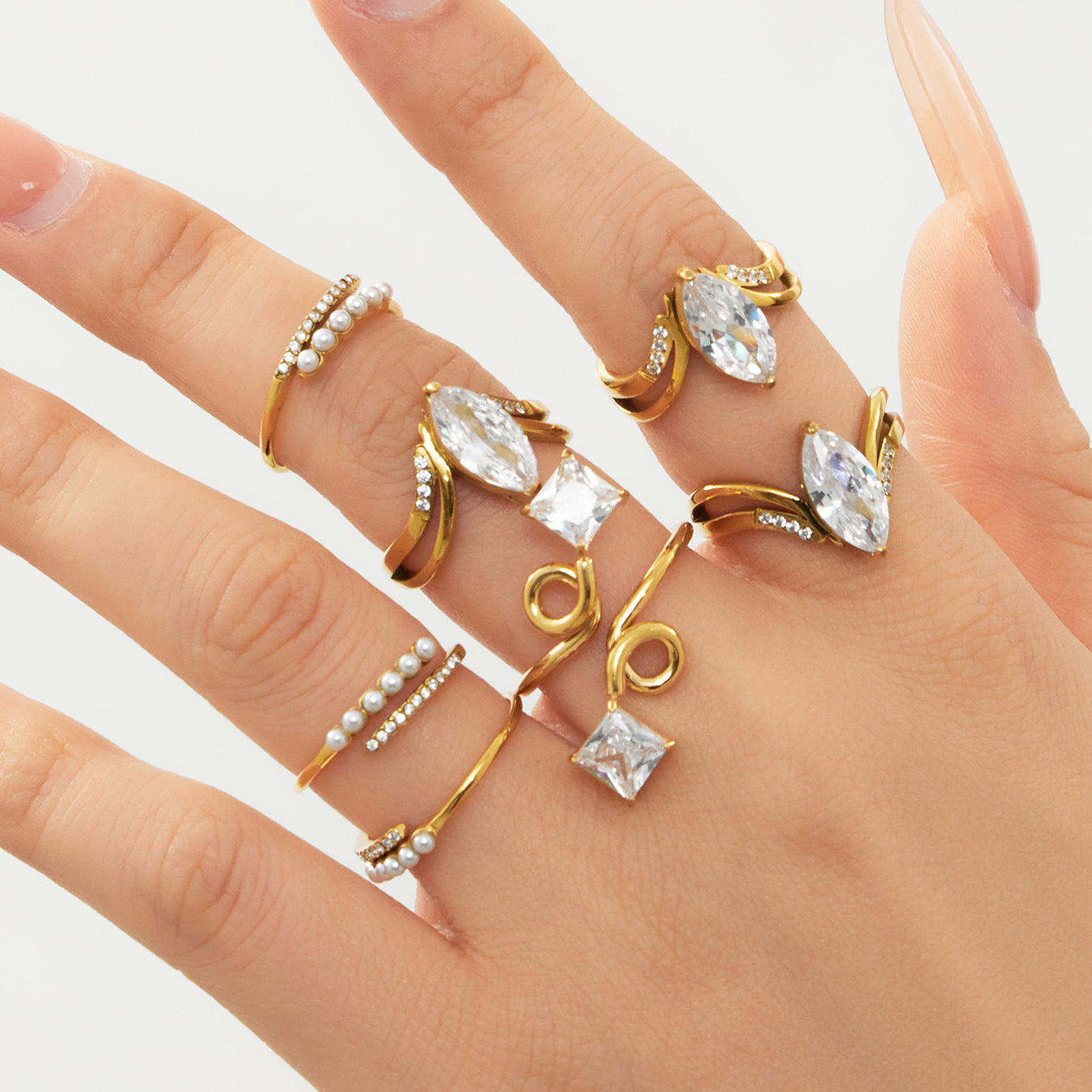 Stainless Steel 18K Gold PVD Cubic Zirconia Ring