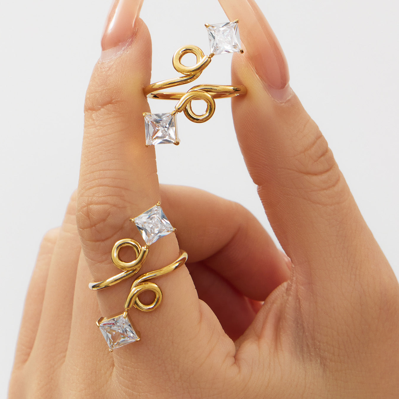Stainless Steel 18K Gold PVD Cubic Zirconia Ring