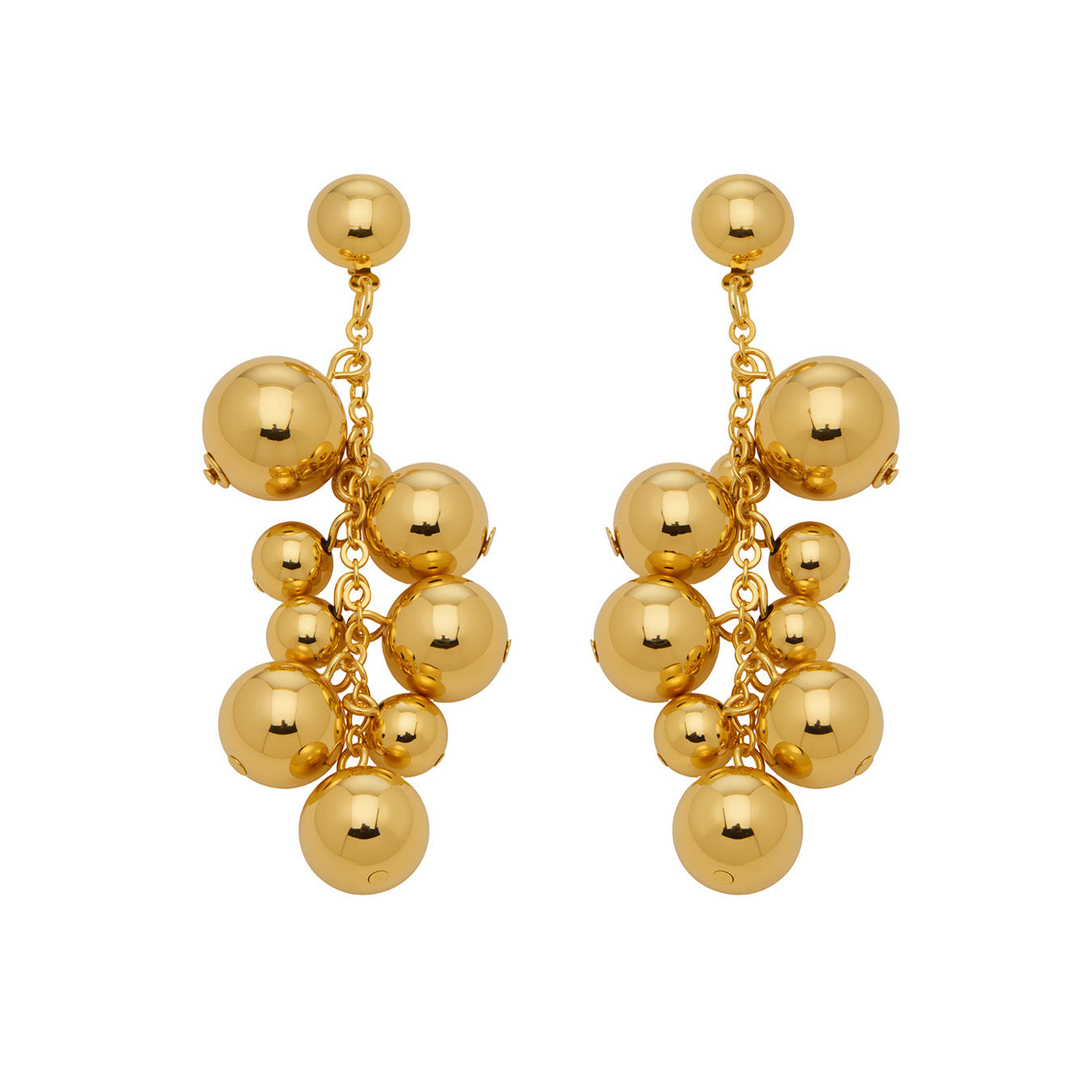 Stainless Steel 18K Gold PVD Bead Pendant Stud Earrings