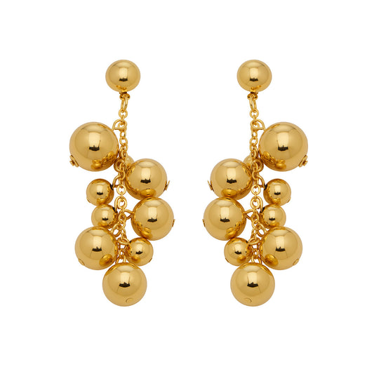 Stainless Steel 18K Gold PVD Bead Pendant Stud Earrings