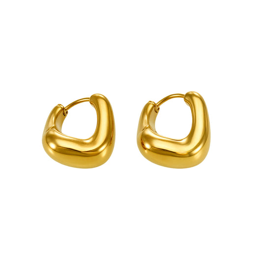 Stainless Steel 18K Gold PVD Oval Hoop Earrings
