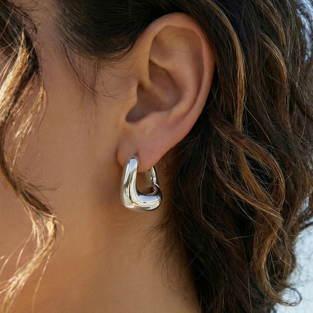 Stainless Steel 18K Gold PVD Oval Hoop Earrings