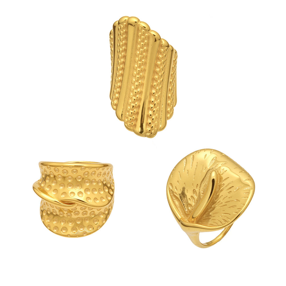 Stainless Steel 18K Gold PVD Exaggerated Texture Ring