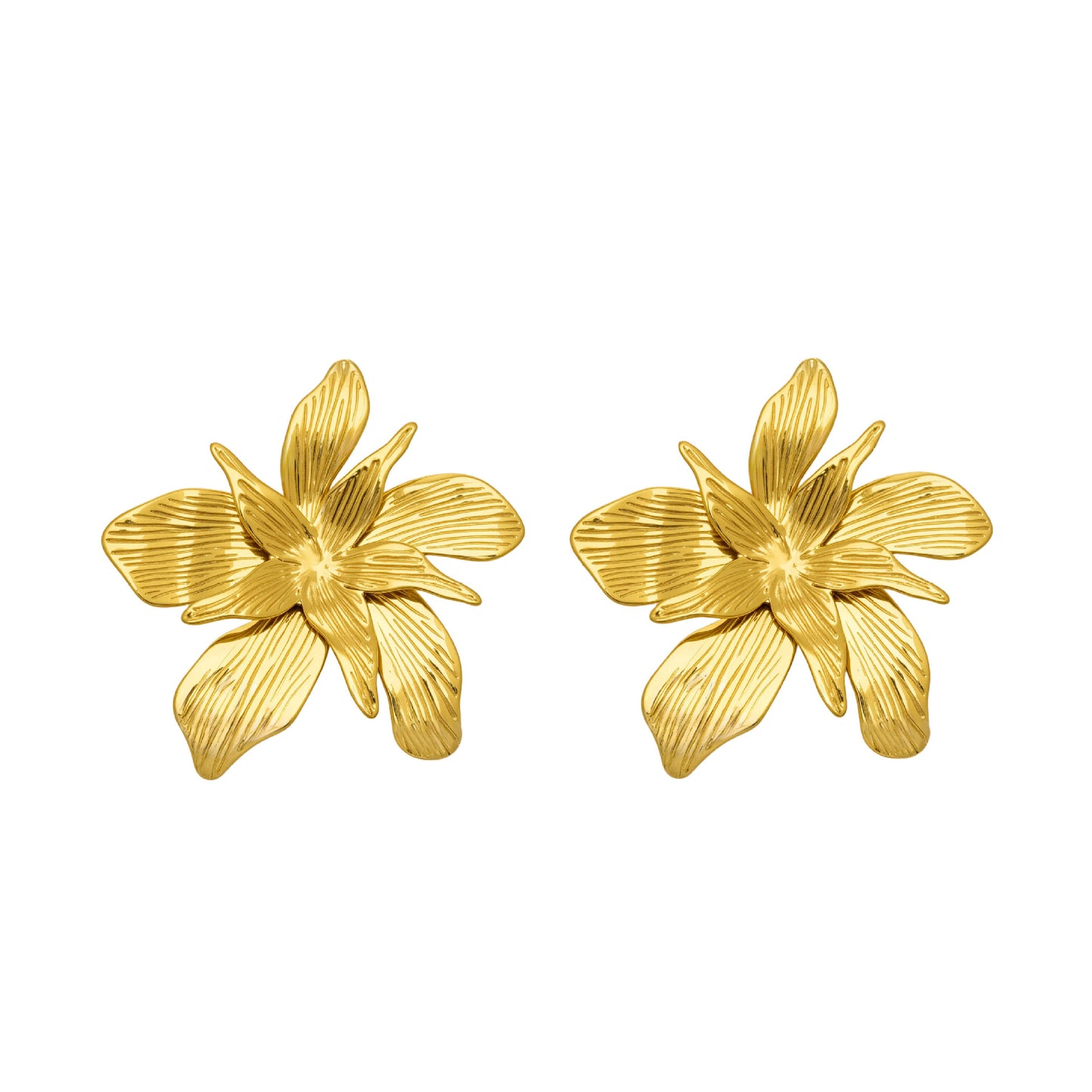 Stainless Steel 18K Gold PVD Large Flower Stud Earrings