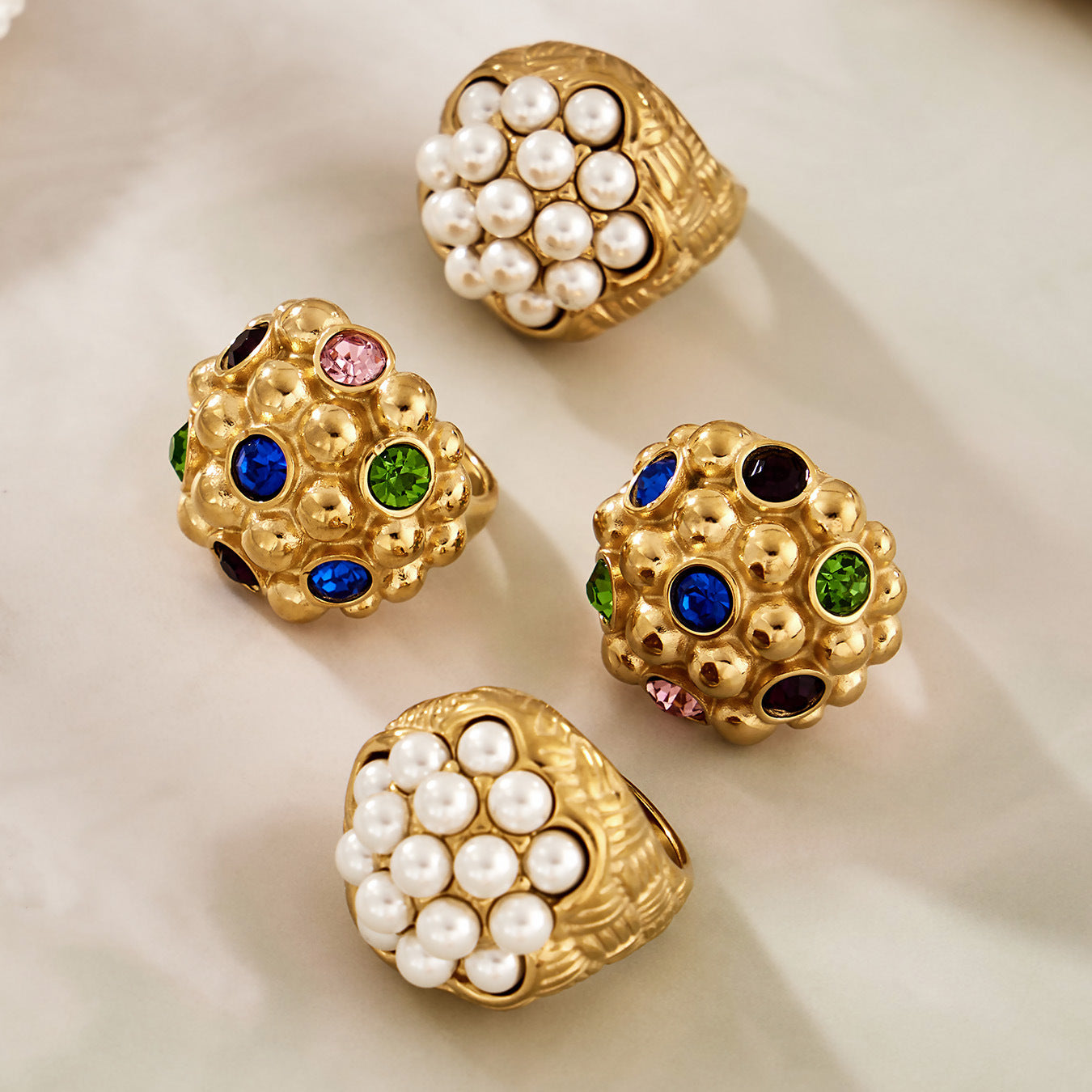 Stainless Steel Imitation Pearl Ring
