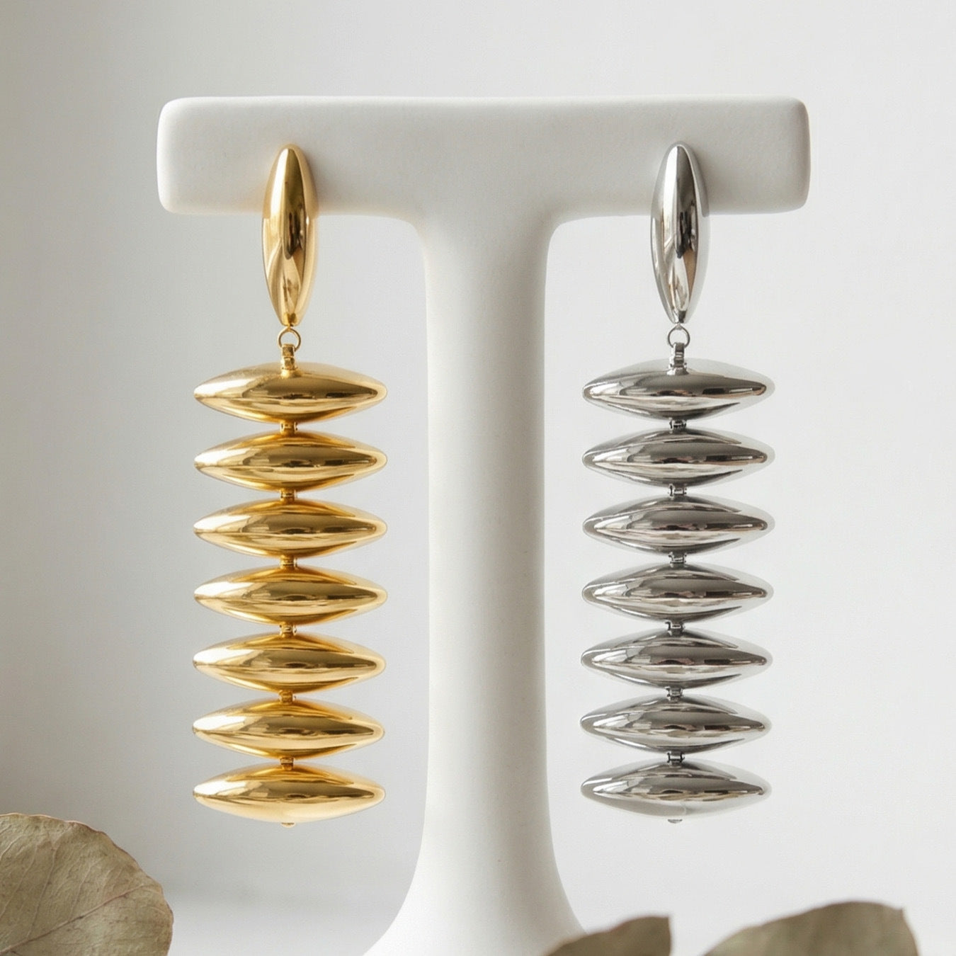 Stainless Steel 18K Gold PVD Beaded Stud Earrings