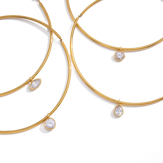 Stainless Steel White Cubic Zirconia Pendant Necklace