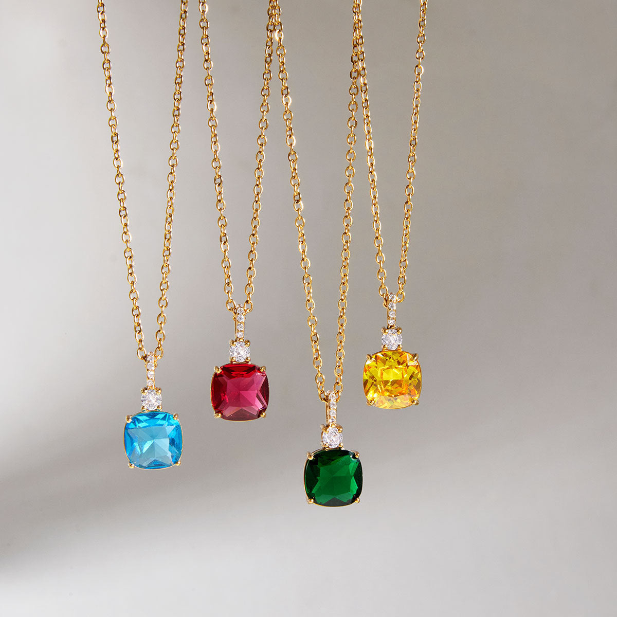 Stainless Steel Rainbow Cubic Zirconia Pendant Necklace