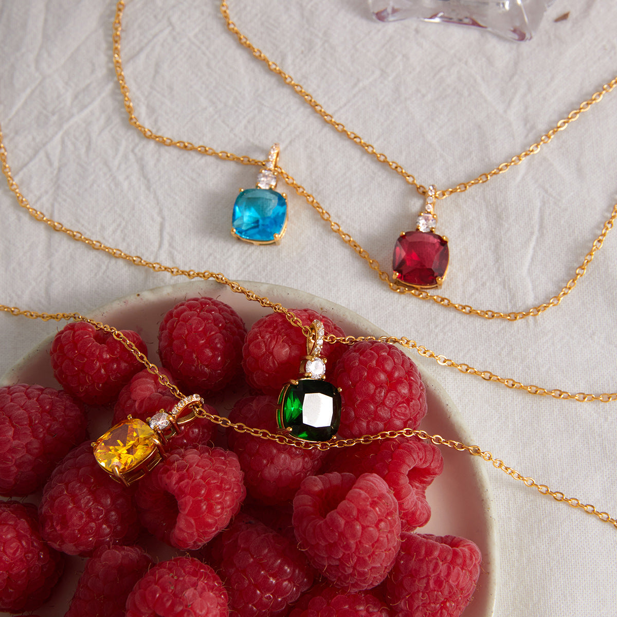 Stainless Steel Rainbow Cubic Zirconia Pendant Necklace