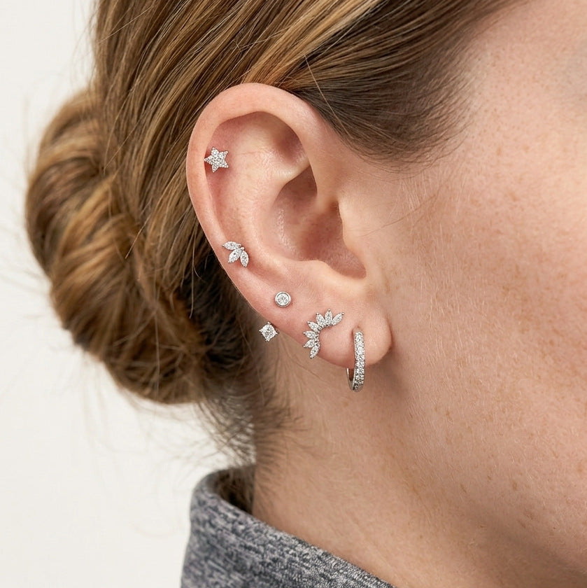 Stainless Steel Cubic Zirconia Multi-to-one Clip Earrings
