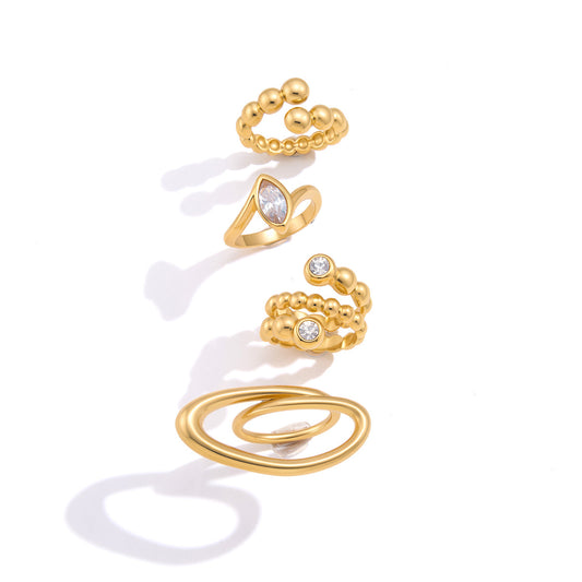 Stainless Steel Cubic Zirconia Threaded Ring
