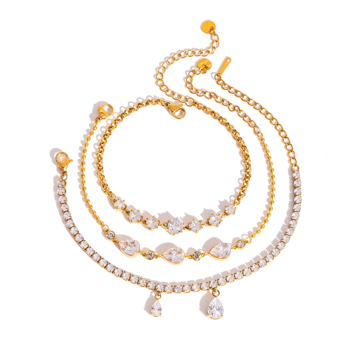 Stainless Steel White Round Gradient Cubic Zirconia Bracelet