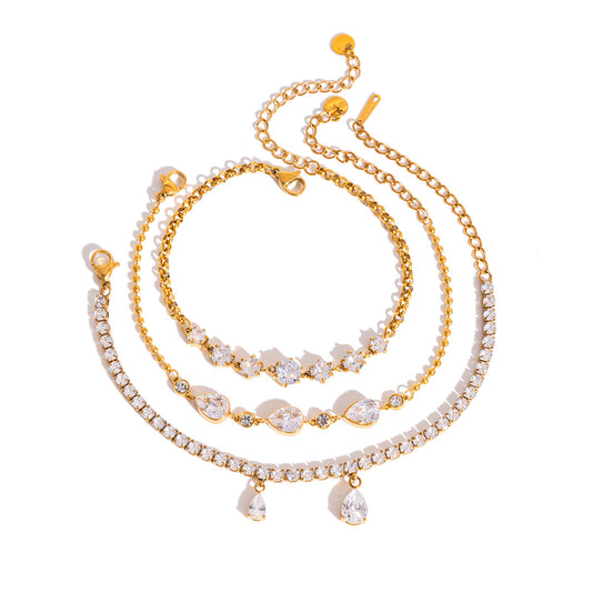 Stainless Steel White Round Gradient Cubic Zirconia Bracelet