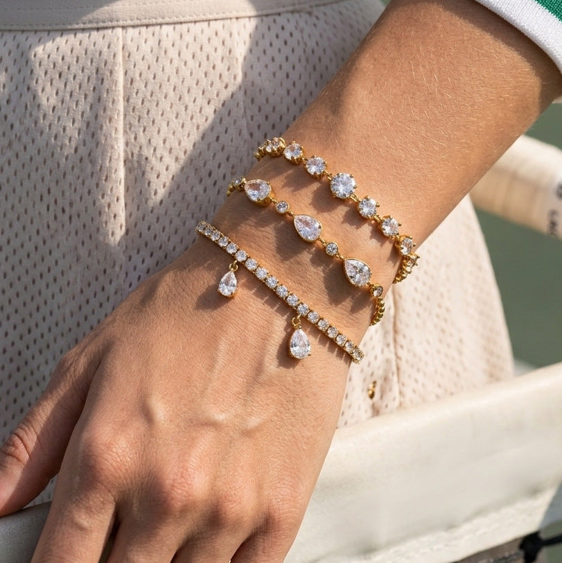Stainless Steel White Round Gradient Cubic Zirconia Bracelet
