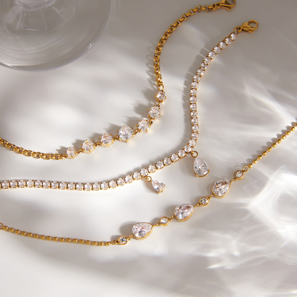 Stainless Steel White Round Gradient Cubic Zirconia Bracelet