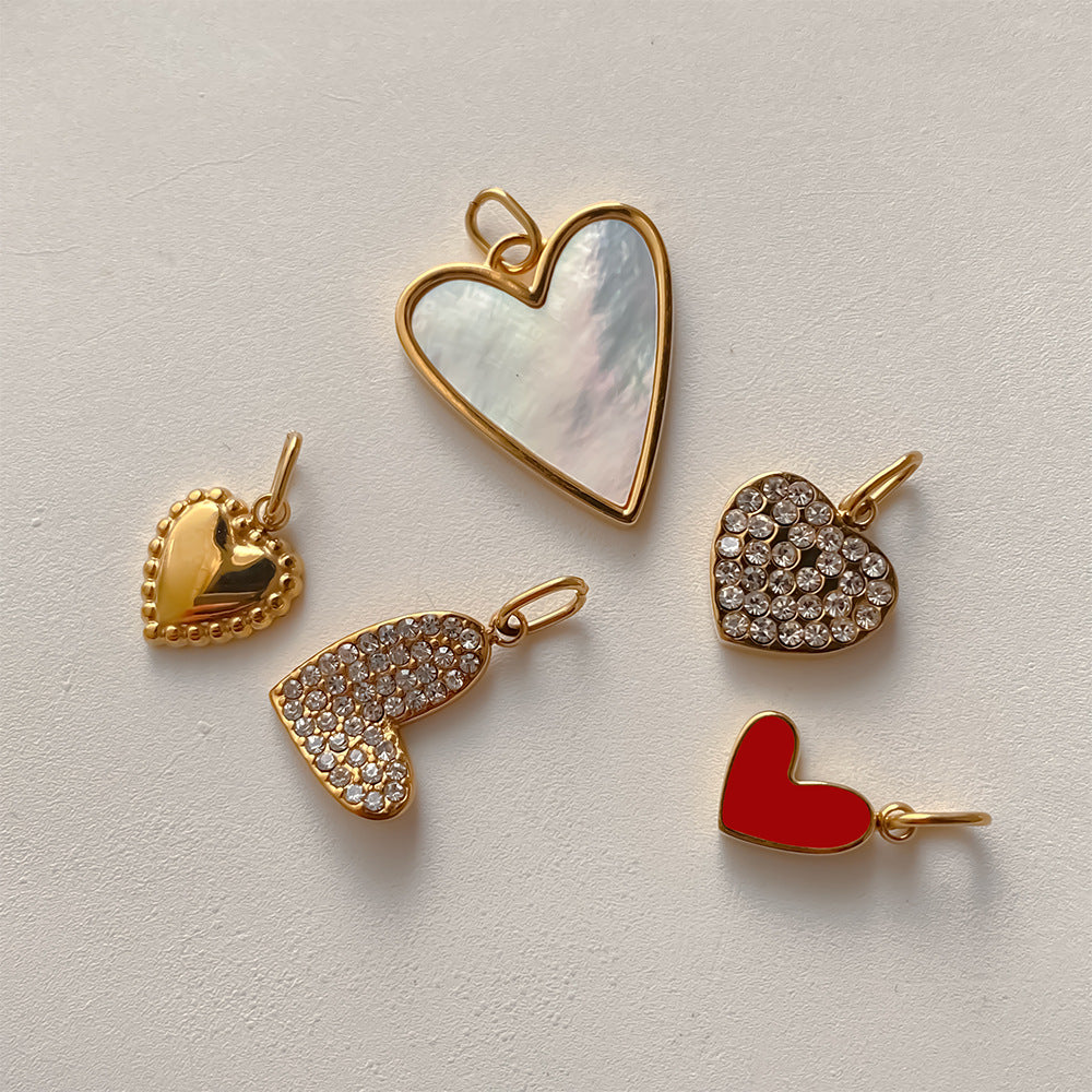 Stainless Steel Diamond-encrusted Heart Necklace Pendant