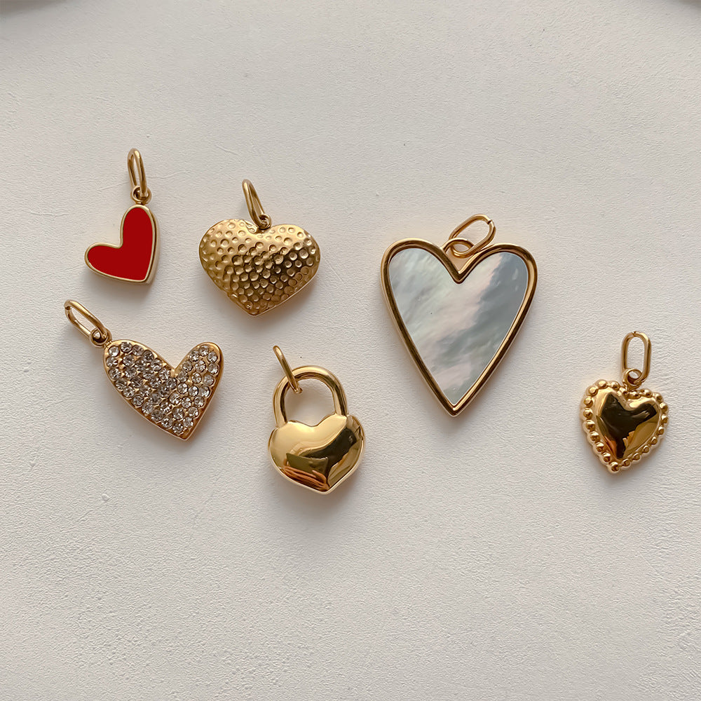Stainless Steel Diamond-encrusted Heart Necklace Pendant