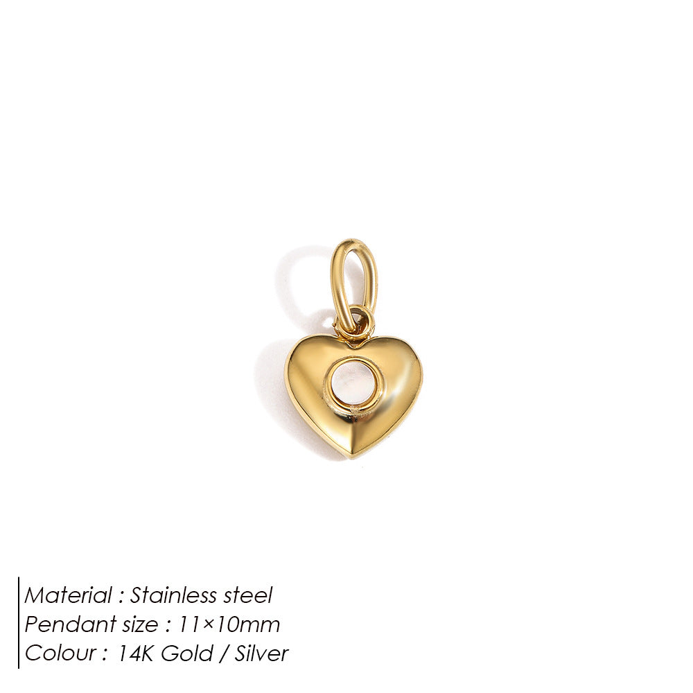 Stainless Steel Diamond-encrusted Heart Necklace Pendant