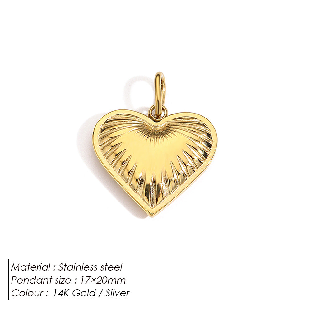 Stainless Steel Diamond-encrusted Heart Necklace Pendant