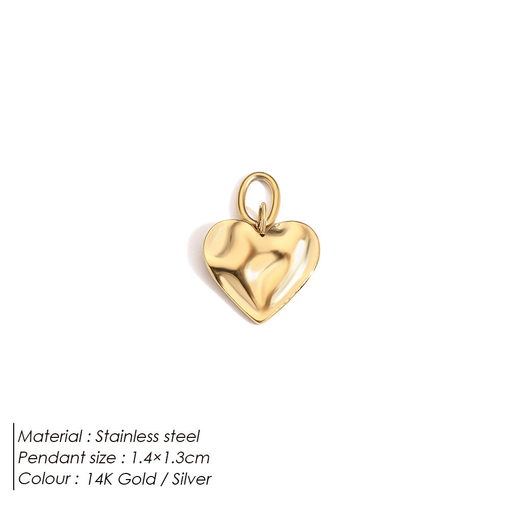 Stainless Steel Diamond-encrusted Heart Necklace Pendant