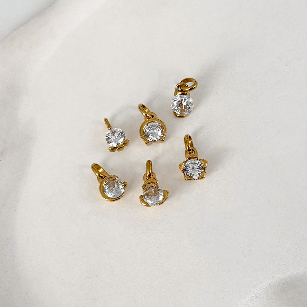 Stainless Steel Moon Star Cubic Zirconia Pendant