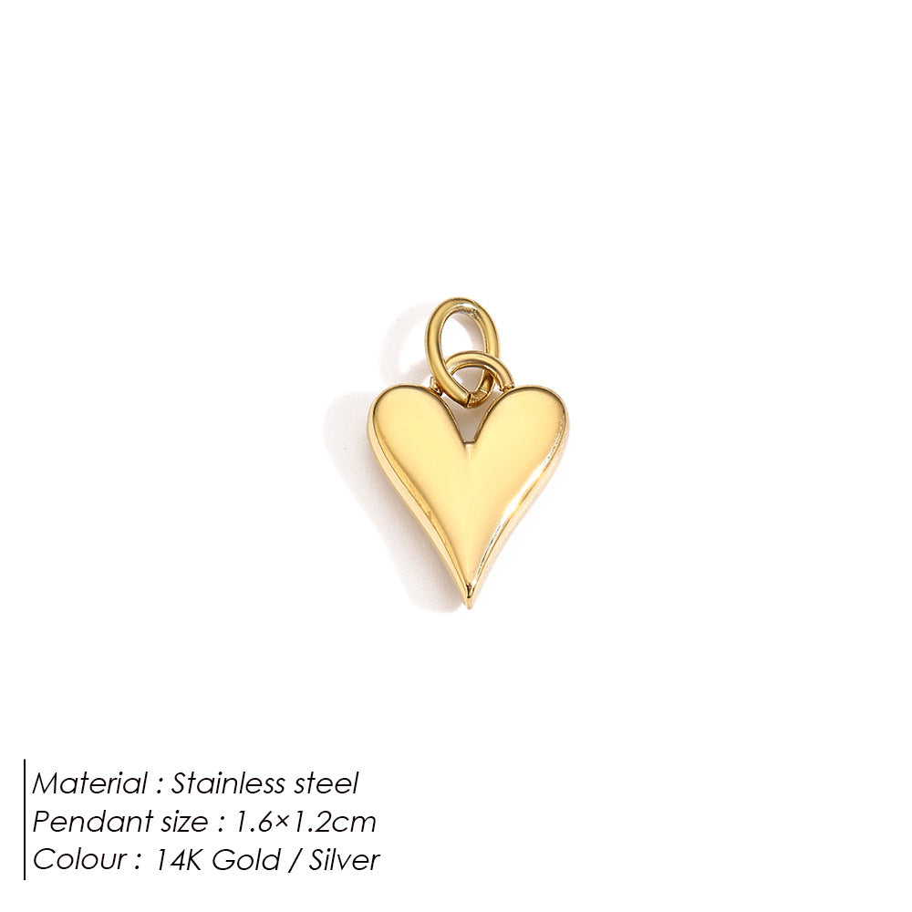 Stainless Steel Diamond-encrusted Heart Necklace Pendant