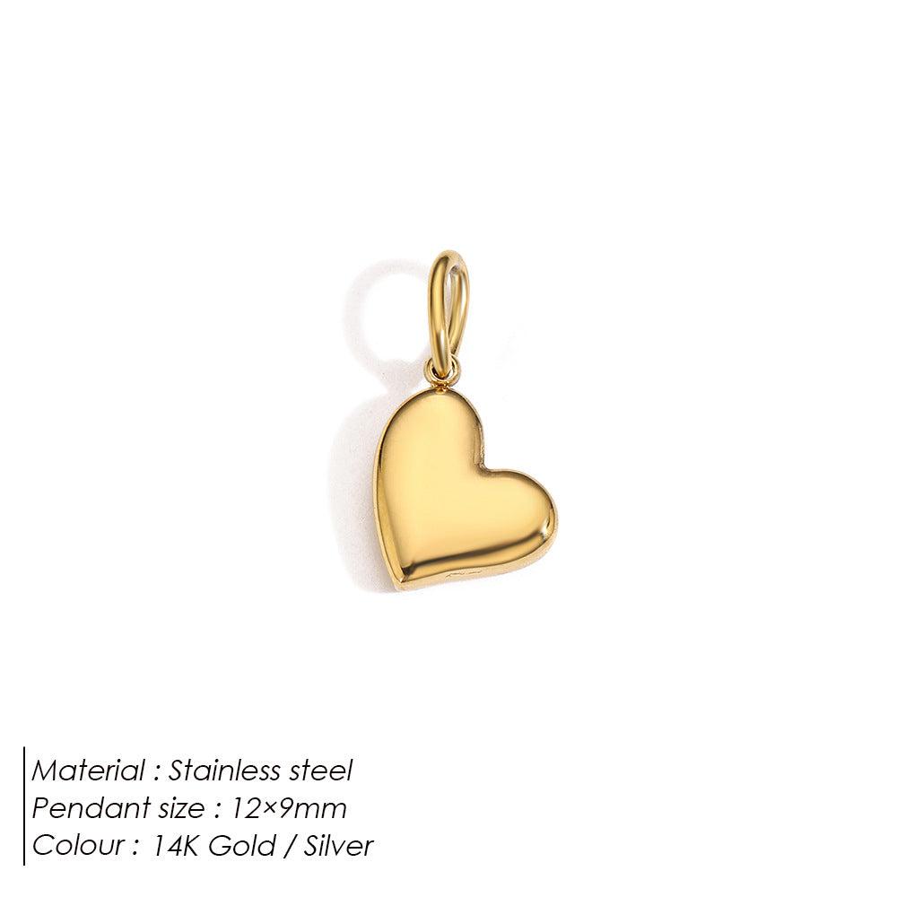 Stainless Steel Diamond-encrusted Heart Necklace Pendant