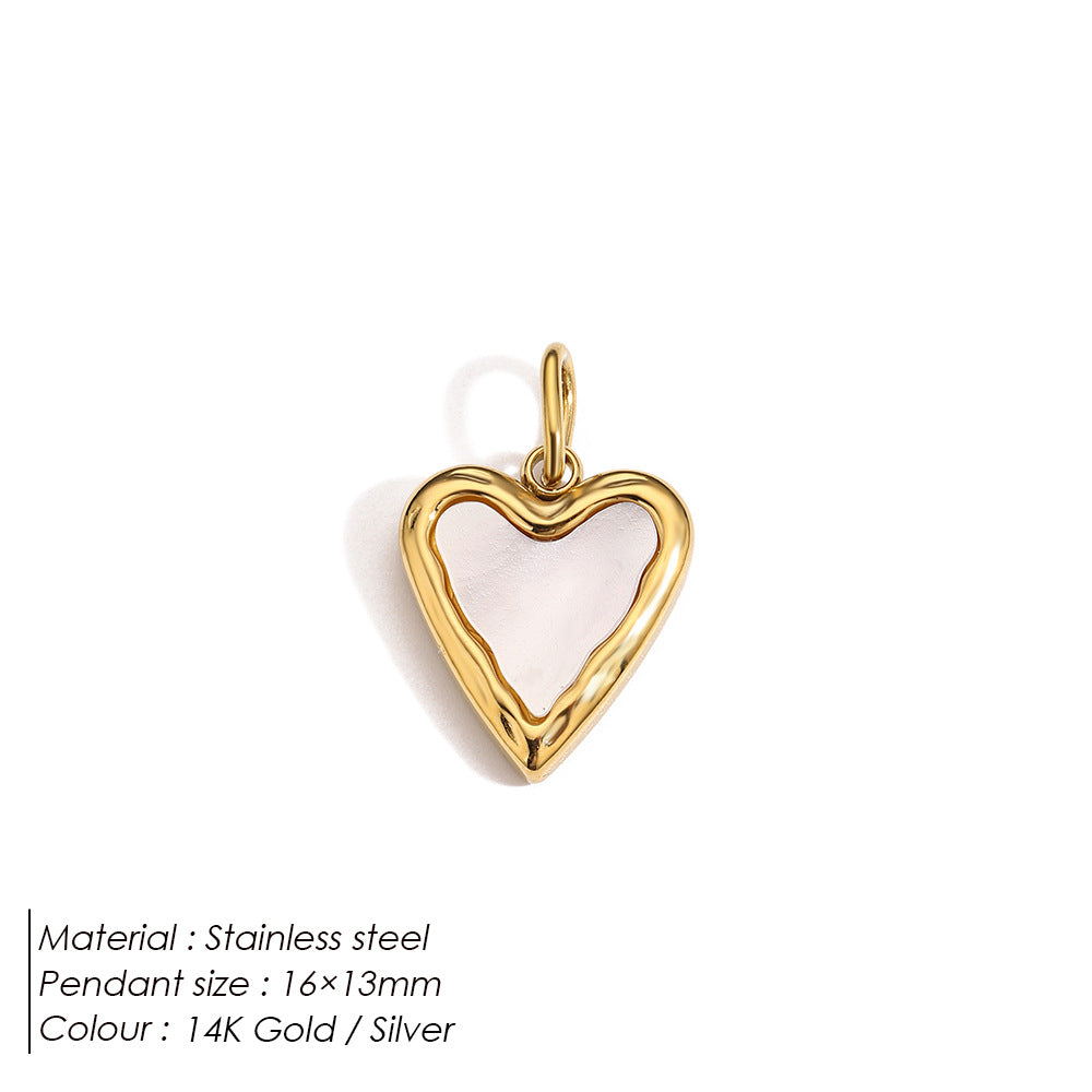 Stainless Steel Diamond-encrusted Heart Necklace Pendant