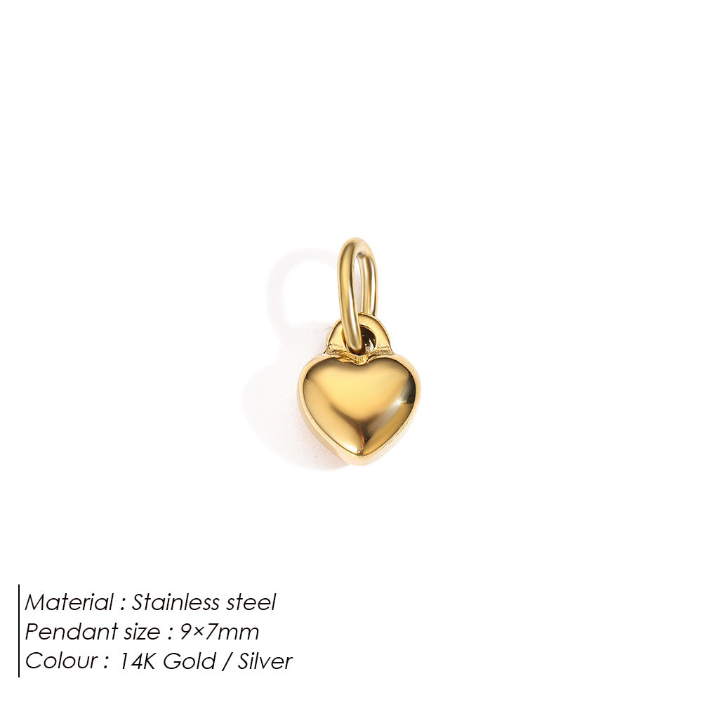 Stainless Steel Diamond-encrusted Heart Necklace Pendant