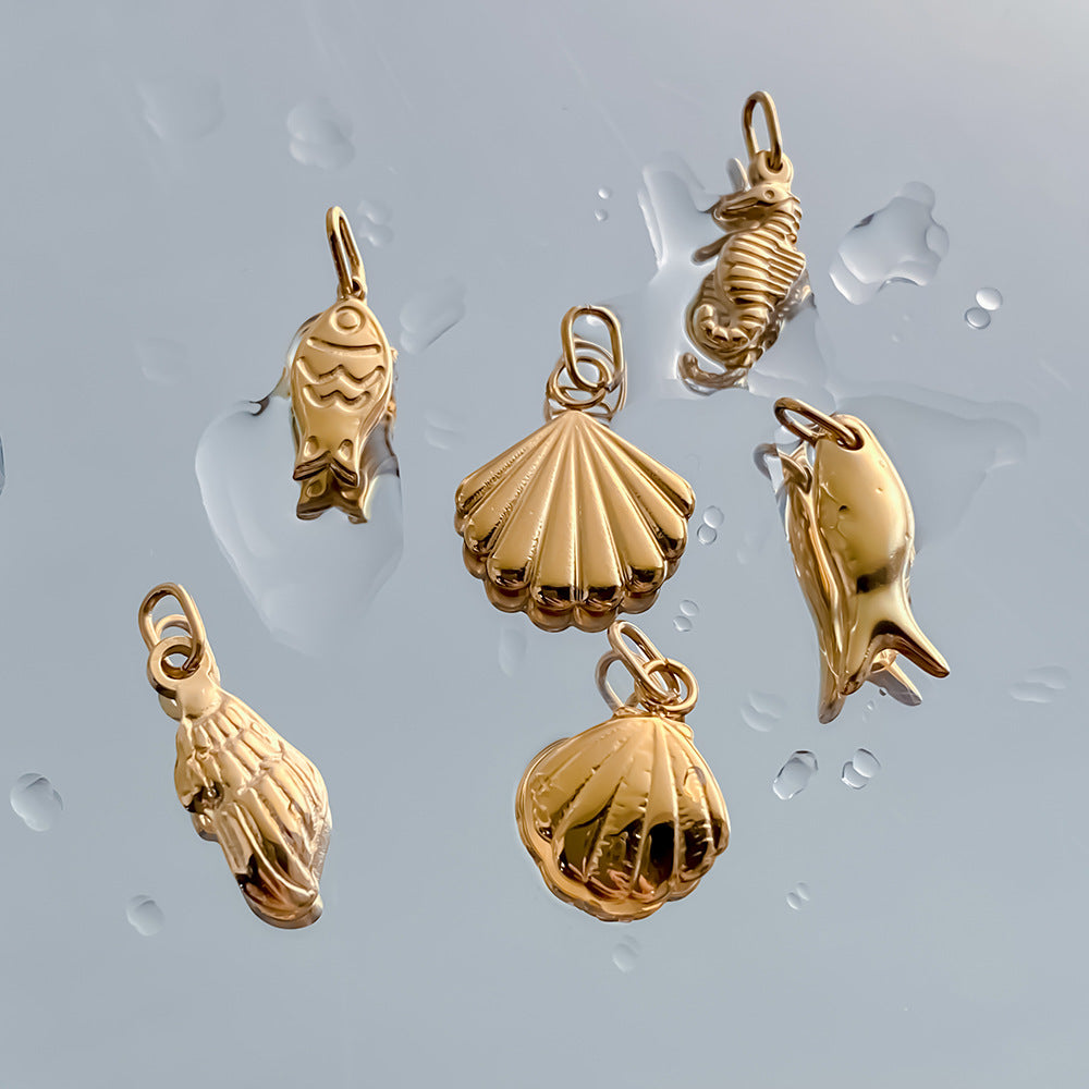 Stainless Steel Double-sided Ocean Series DIY Pendant