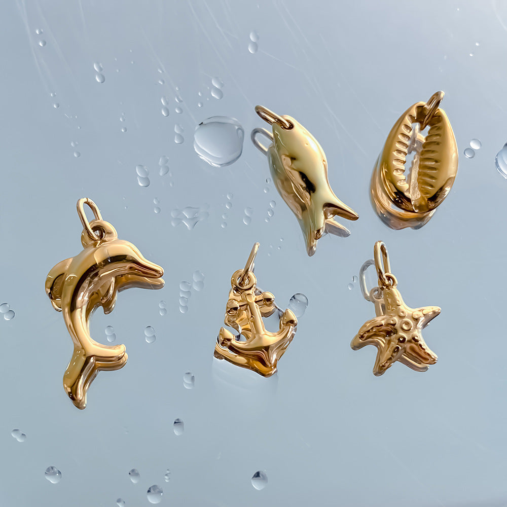Stainless Steel Double-sided Ocean Series DIY Pendant