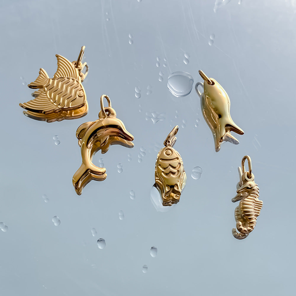 Stainless Steel Double-sided Ocean Series DIY Pendant