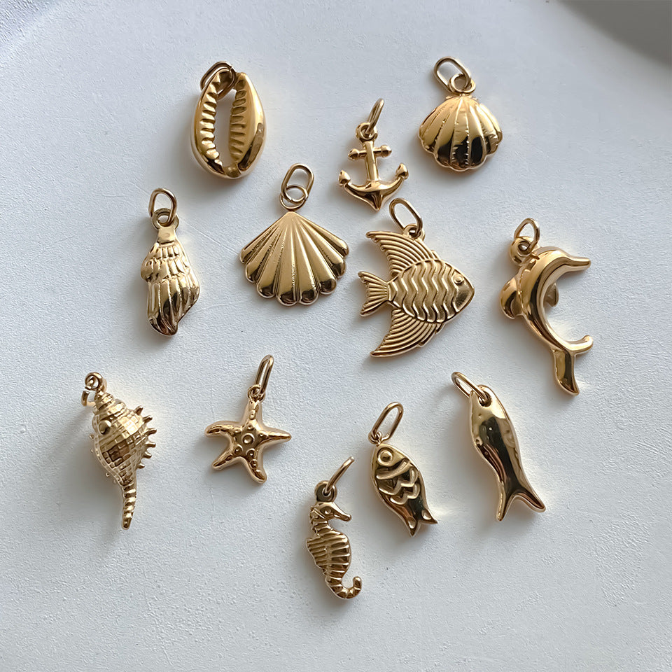 Stainless Steel Double-sided Ocean Series DIY Pendant