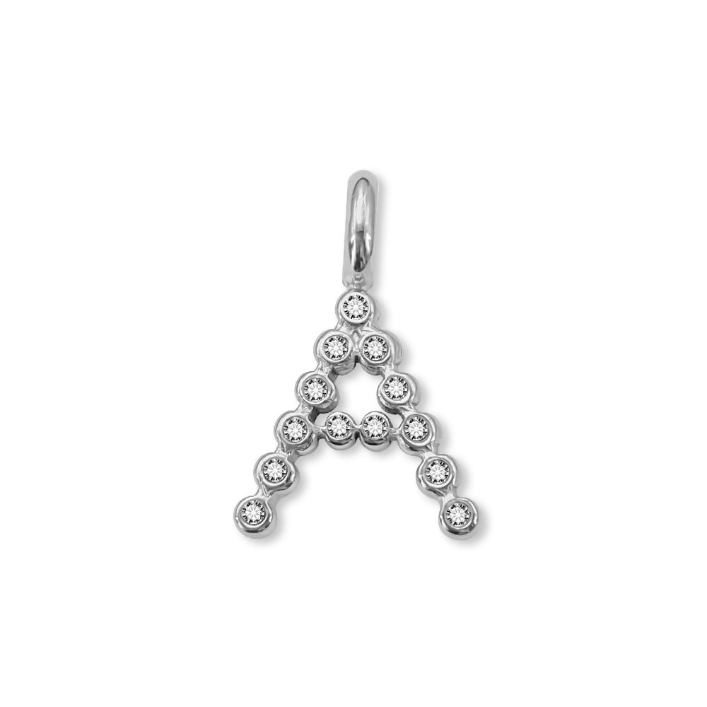 Stainless Steel English Letter Cubic Zirconia Pendant